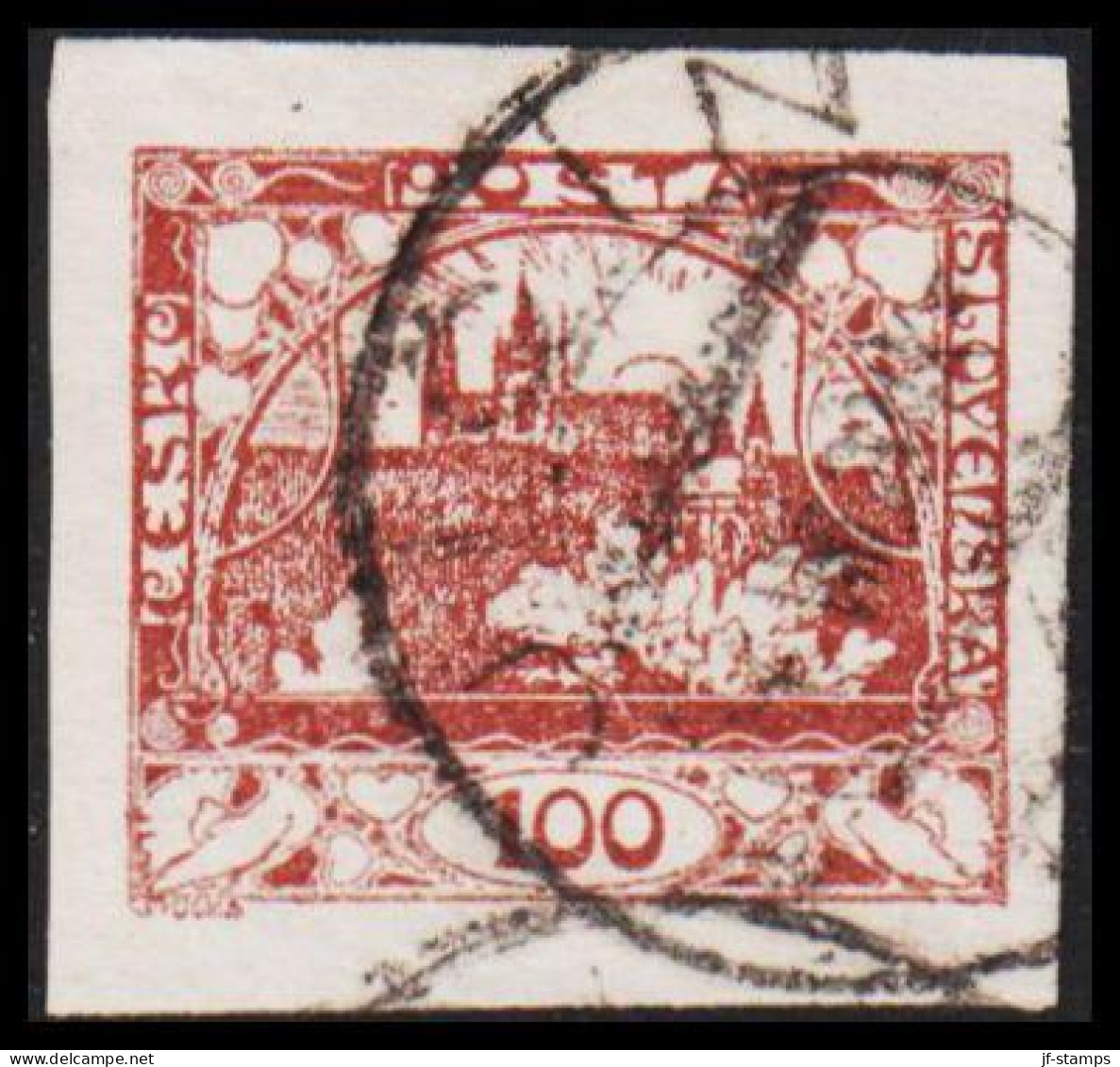 1919. CESKOSLOVENSKO. Hradschin. 100 Heller. Imperforated.  (Michel 8) - JF540184 - Used Stamps
