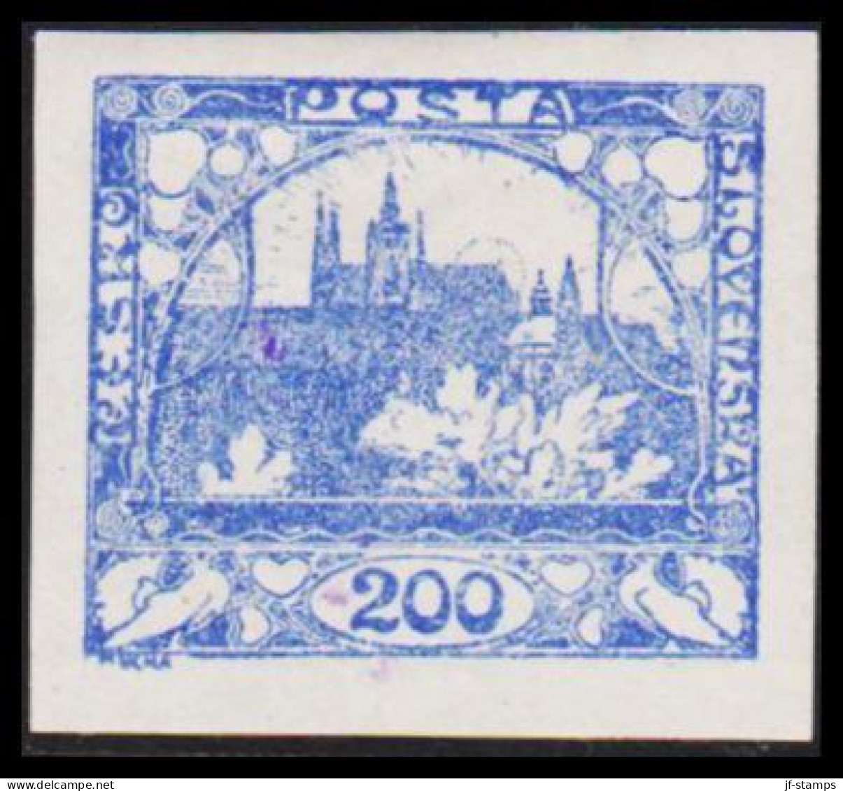 1919. CESKOSLOVENSKO. Hradschin. 200 Heller. Imperforated. Hinged. (Michel 9) - JF540185 - Unused Stamps