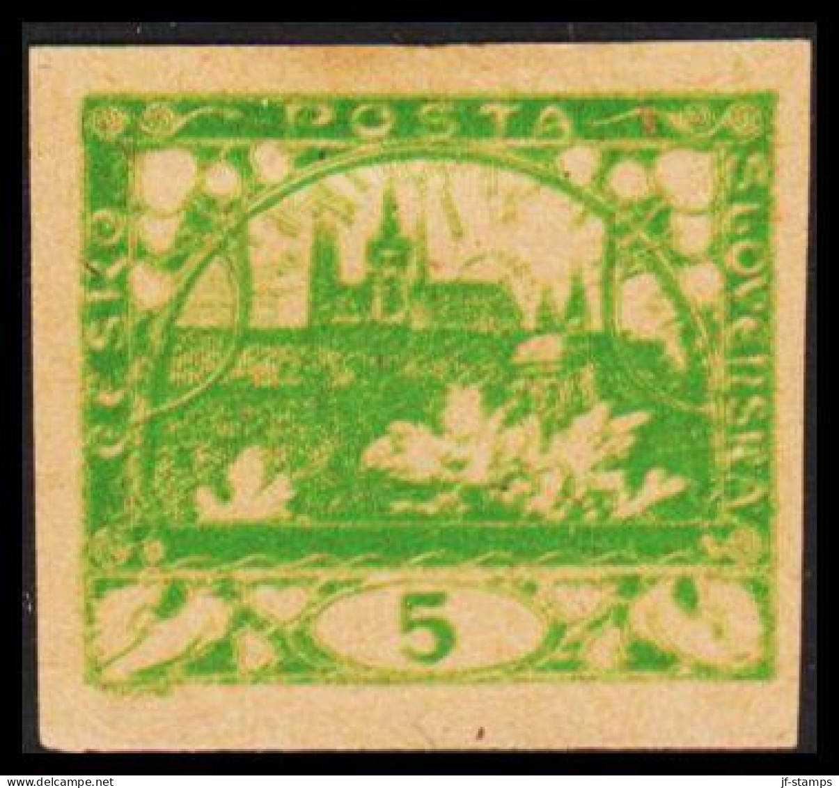 1919. CESKOSLOVENSKO. Hradschin. 5 Heller. Imperforated. Proof Or Esssay/Printers Waste Without... (Michel 2) - JF540188 - Unused Stamps