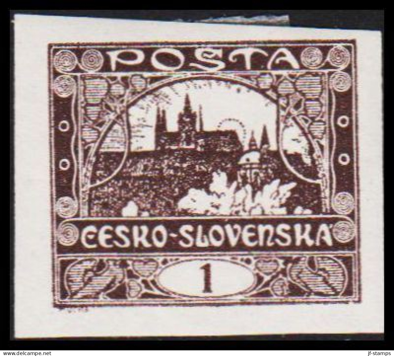 1919. CESKOSLOVENSKO. Hradschin. 1 Heller. Imperforated. Hinged. (Michel 18) - JF540192 - Unused Stamps