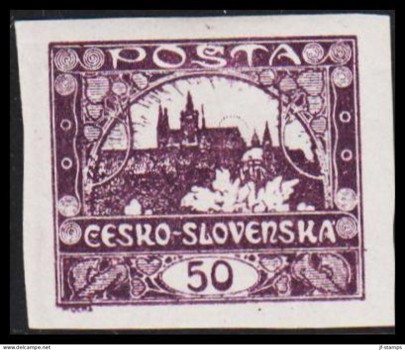 1919. CESKOSLOVENSKO. Hradschin. 50 Heller. Imperforated. Hinged. (Michel 19) - JF540193 - Unused Stamps