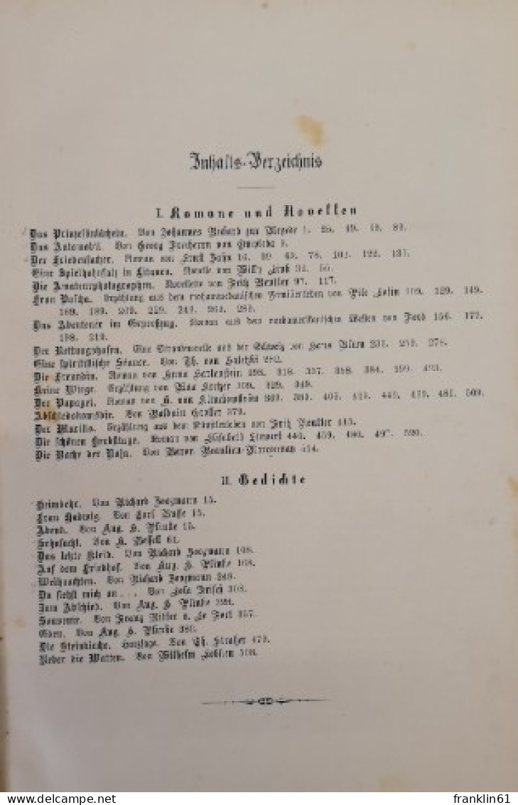 Deutsche Roman-Bibliothek. 31. Jahrgang. Erster Band. - Altri & Non Classificati