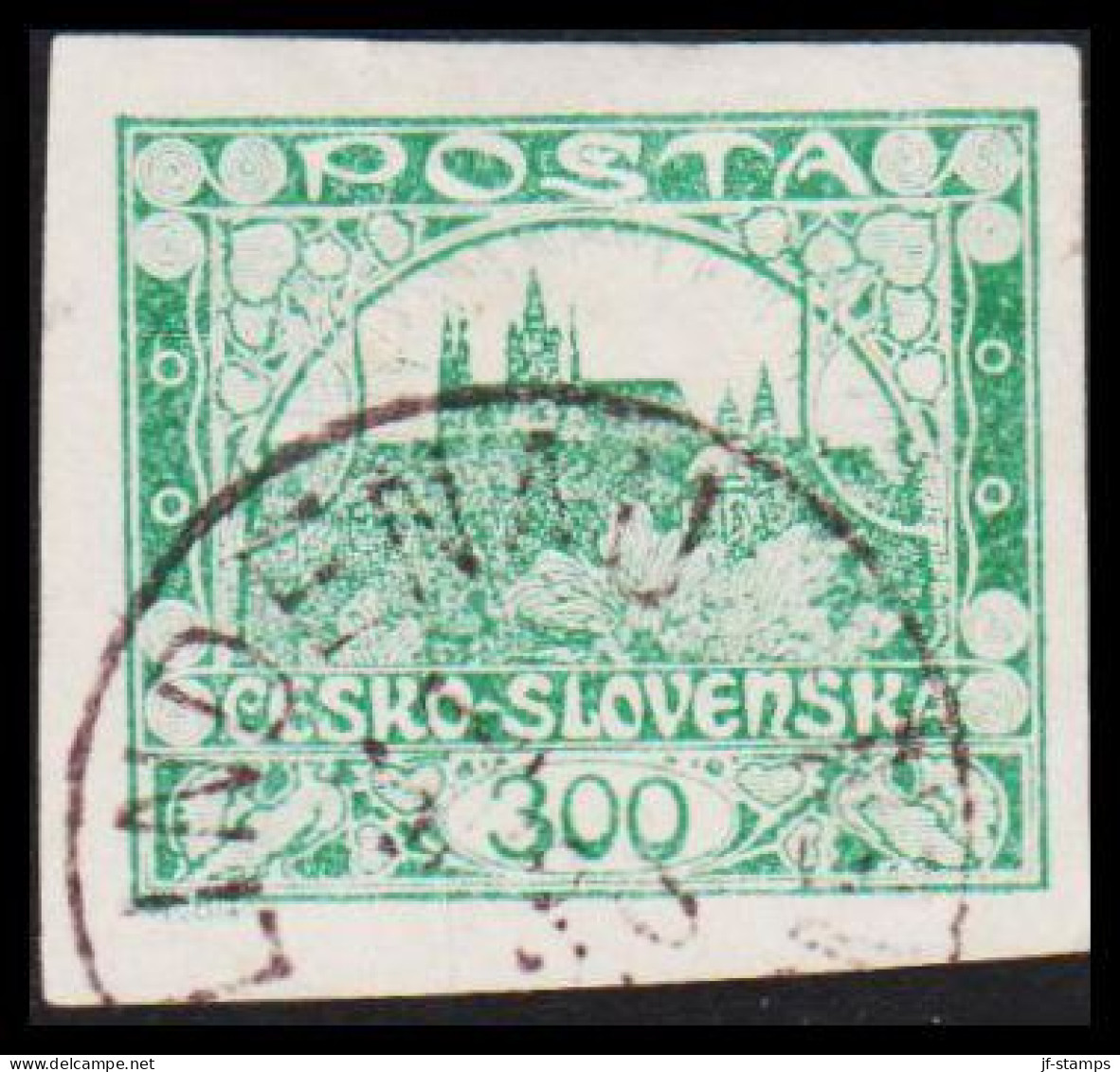 1919. CESKOSLOVENSKO. Hradschin. 300 Heller. Imperforated. Fold. (Michel 22) - JF540195 - Usados