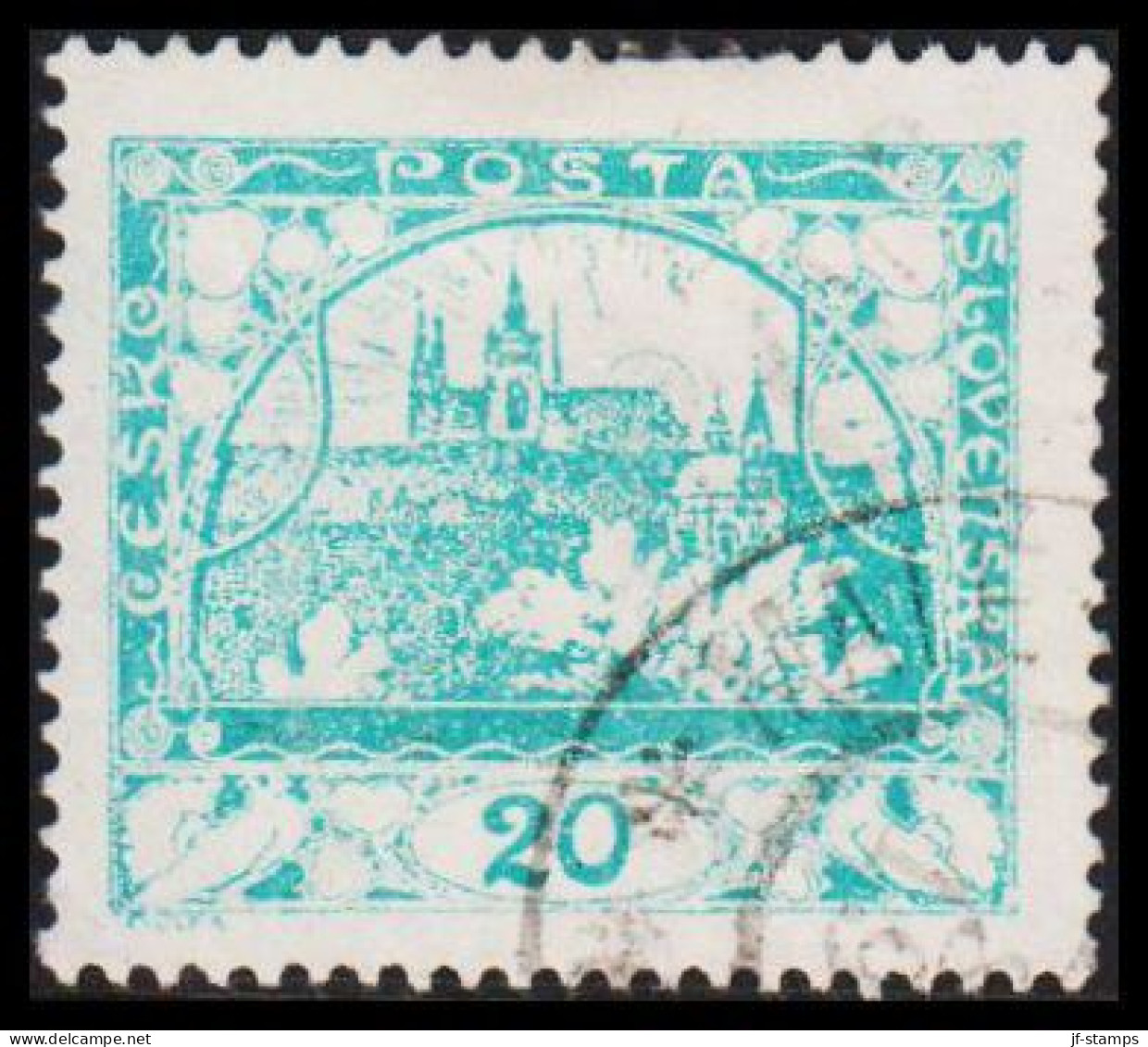 1919. CESKOSLOVENSKO. Hradschin. 20 Heller. Perforated 13 3/4 X 13 ½ . (Michel 4 D) - JF540207 - Oblitérés