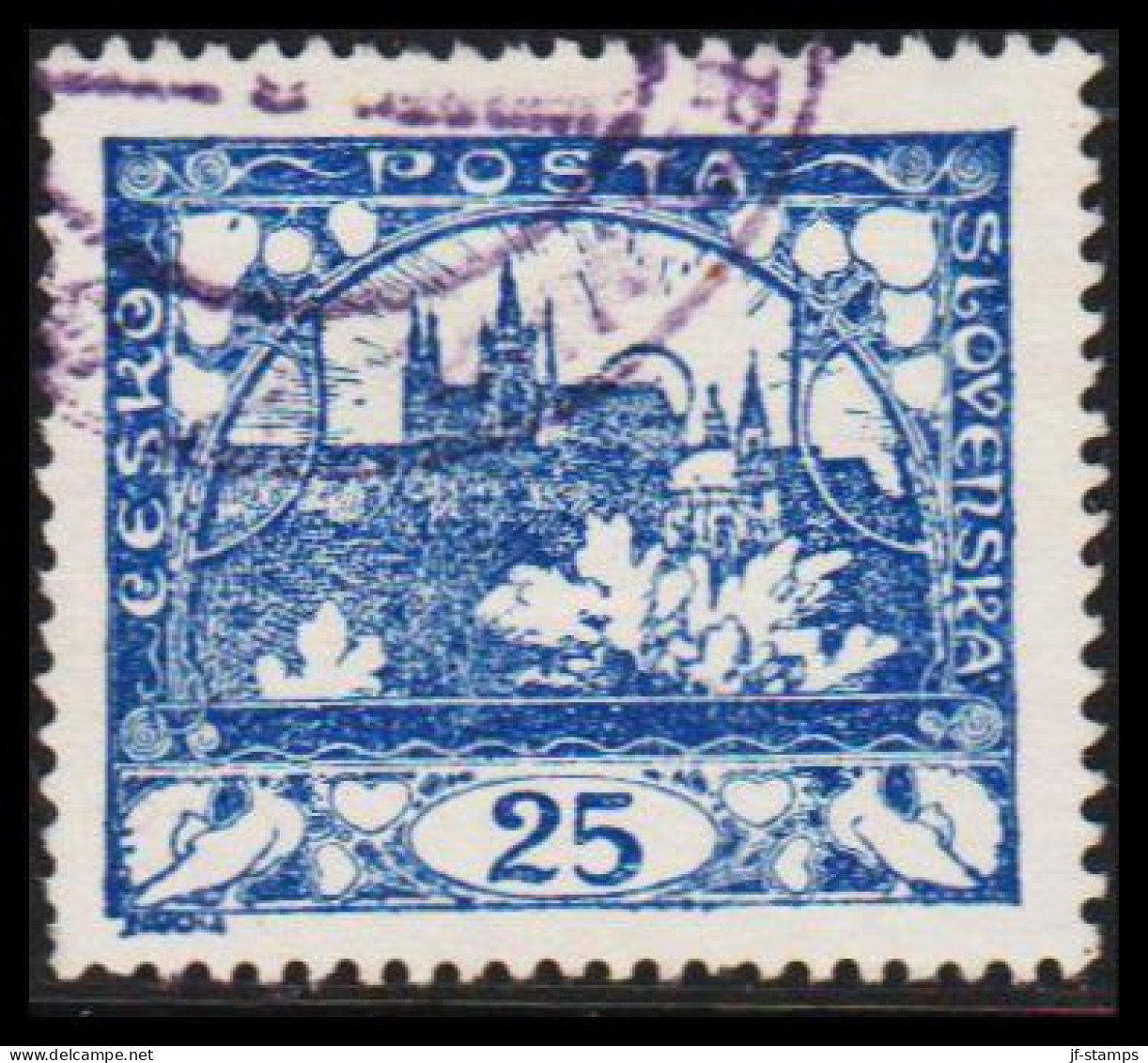 1919. CESKOSLOVENSKO. Hradschin. 25 Heller. Perforated 13 3/4 X 13 ½ . (Michel 5 D) - JF540208 - Used Stamps