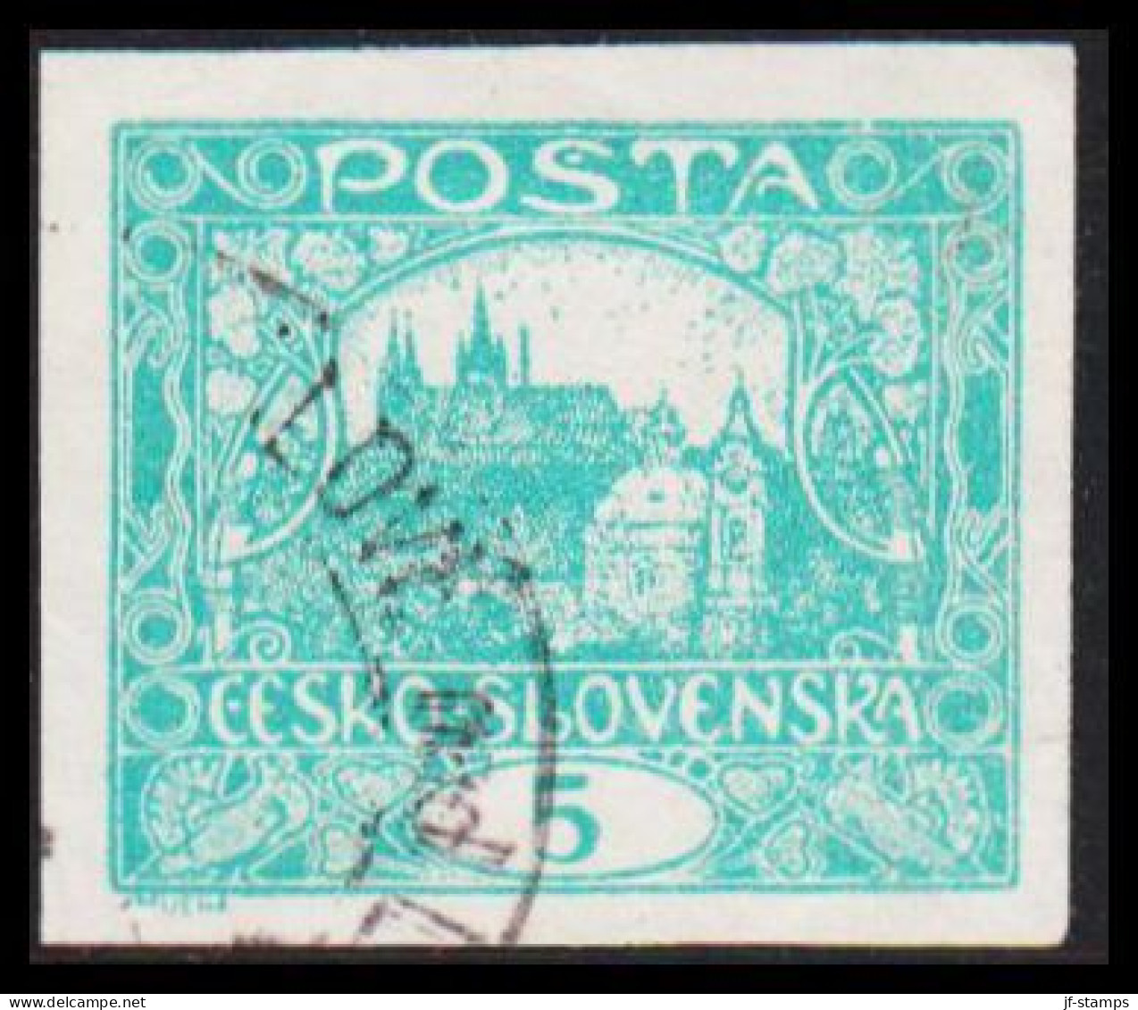 1919. CESKOSLOVENSKO. Hradschin. 5 Heller. Imperforated.  (Michel 24 U) - JF540209 - Used Stamps