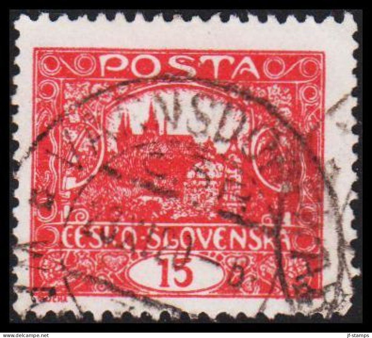 1919. CESKOSLOVENSKO. Hradschin. 15 Heller. Perforated 11½ X 11½,   (Michel 26 A) - JF540219 - Used Stamps
