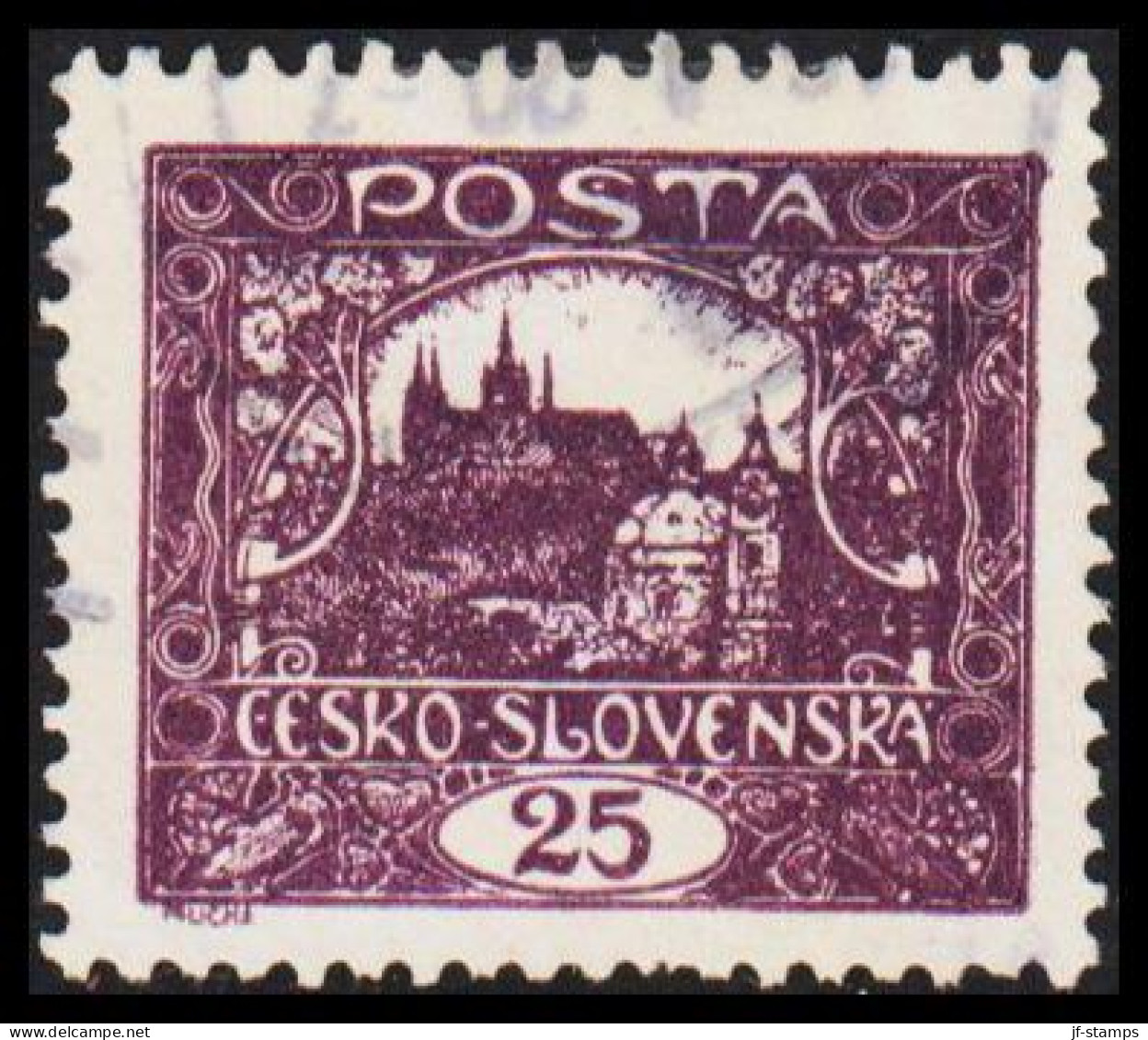 1919. CESKOSLOVENSKO. Hradschin. 25 Heller. Perforated 11 3/4  X 11 3/4.   (Michel 28 B) - JF540221 - Used Stamps