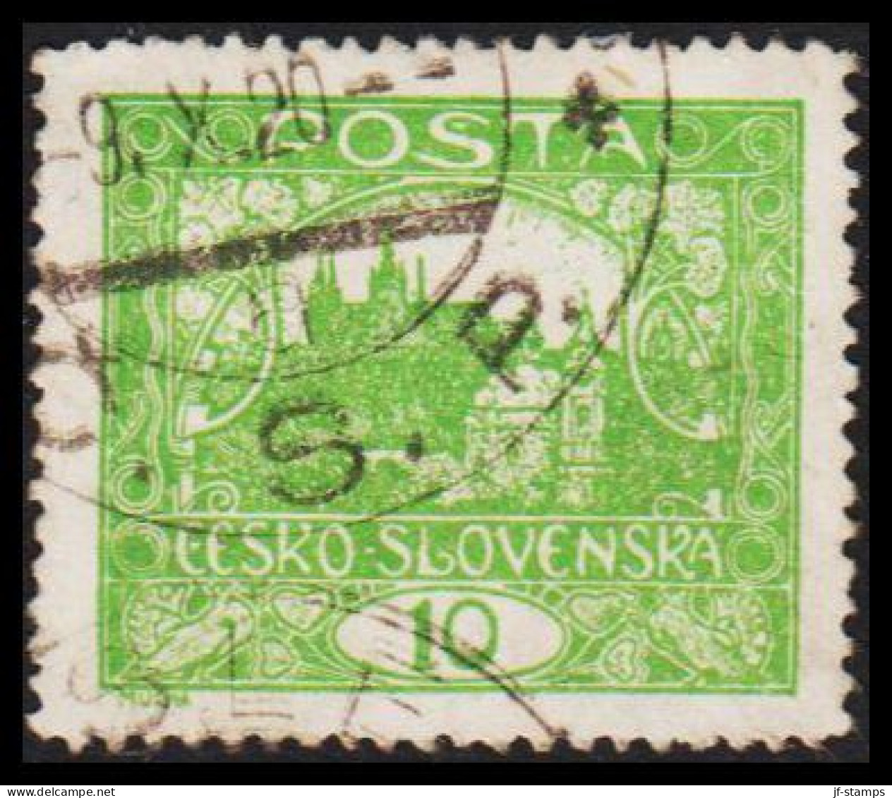 1919. CESKOSLOVENSKO. Hradschin. 10 Heller. Perforated 13 3/4.   (Michel 25 C) - JF540224 - Usados