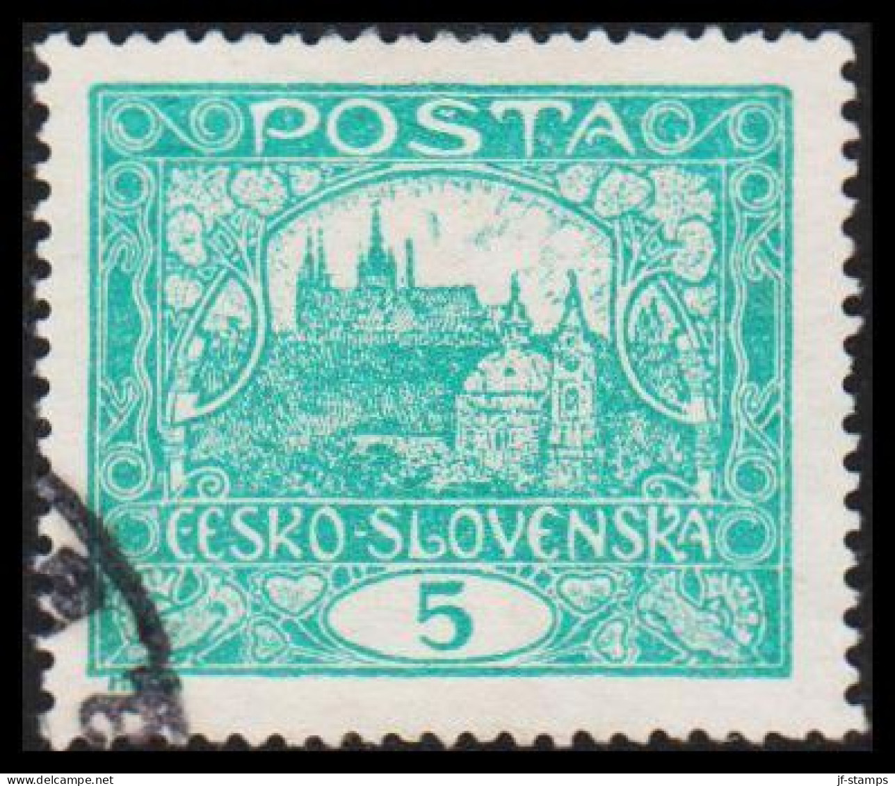 1919. CESKOSLOVENSKO. Hradschin. 5 Heller. Perforated 13 3/4.   (Michel 24 C) - JF540225 - Usados