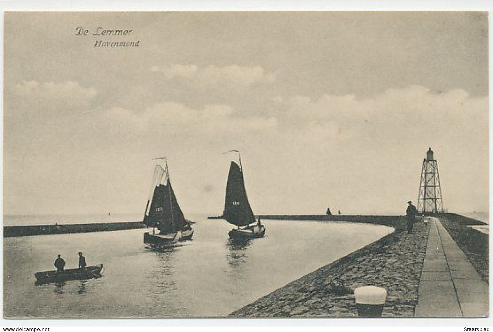 01 - Prentbriefkaart Lemmer 1917 - Havenmond - Lemmer