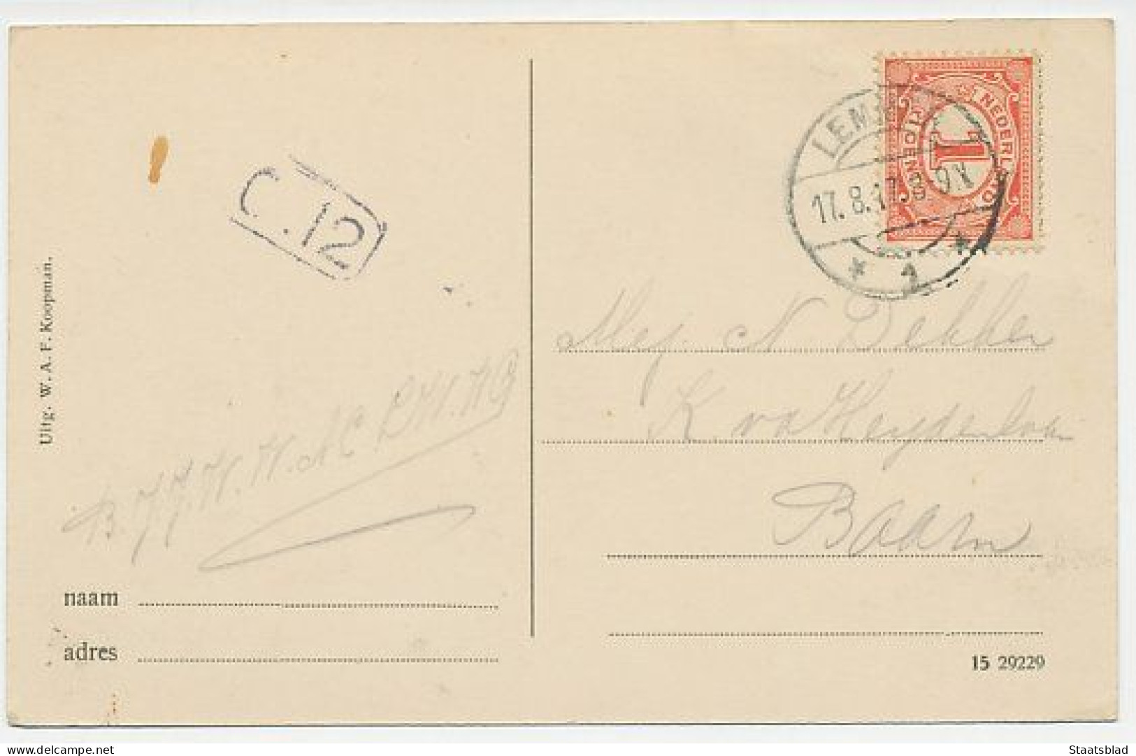 01 - Prentbriefkaart Lemmer 1917 - Havenmond - Lemmer