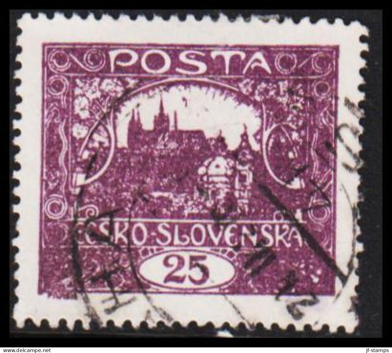 1919. CESKOSLOVENSKO. Hradschin. 25 Heller. Perforated 13 3/4 X 13½. (Michel 26 D) - JF540228 - Used Stamps