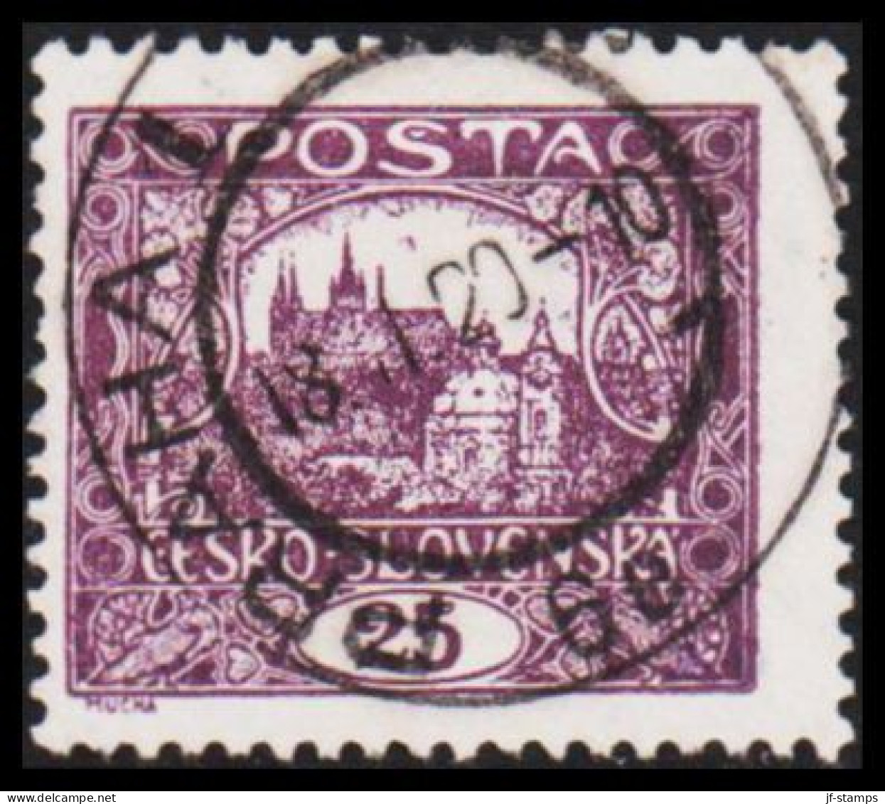 1919. CESKOSLOVENSKO. Hradschin. 25 Heller. Perforated 11½. (Michel 28 A) - JF540231 - Usados