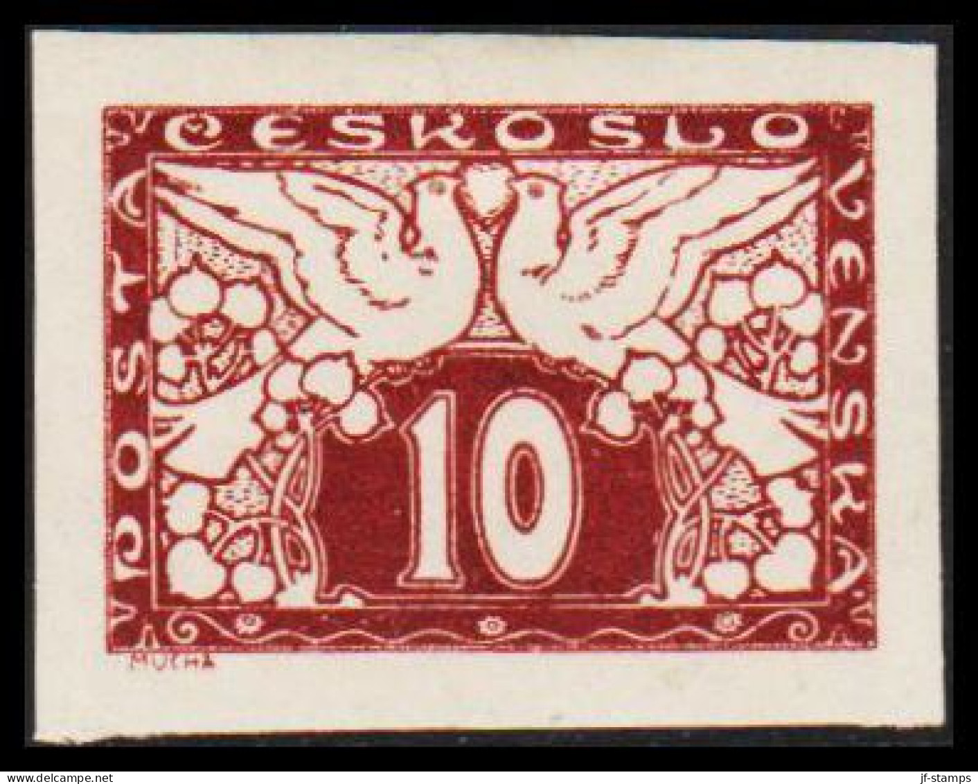 1920. CESKOSLOVENSKO. EXPRESS. Doves. 10 Heller. Imperforated, Hinged.  (Michel 195) - JF540243 - Ongebruikt