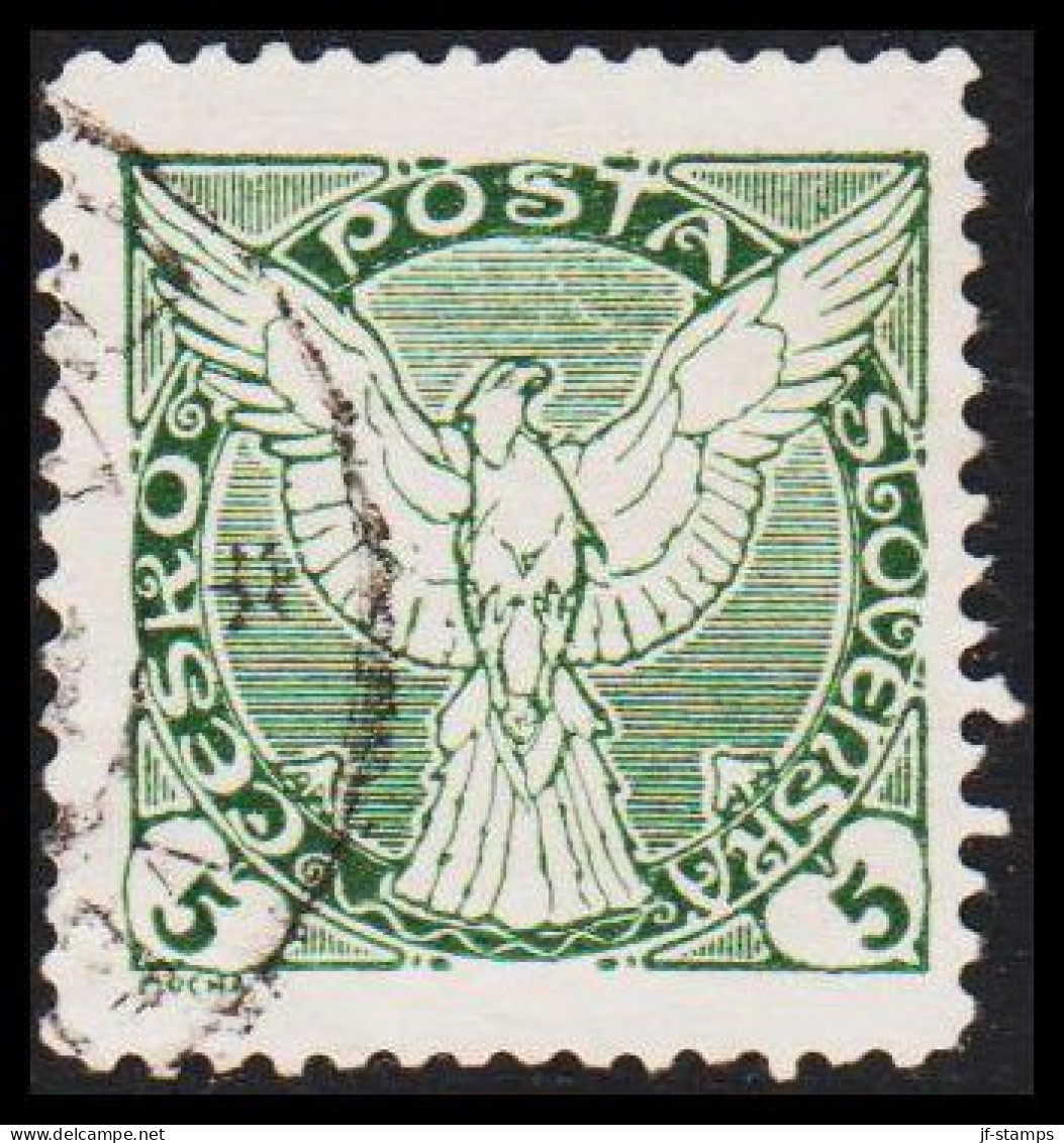 1920. CESKOSLOVENSKO. ENEWSPAPER STAMP. Falcon. 5 Heller. Private Perforated,  (Michel 189 Perforated) - JF540246 - Used Stamps