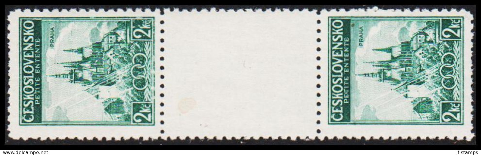 1937. CESKOSLOVENSKO. Small Entente 2 Kc In 3-stripe With Unprinted Stamp, Never Hinged.  (Michel 375 SZ) - JF540249 - Nuovi