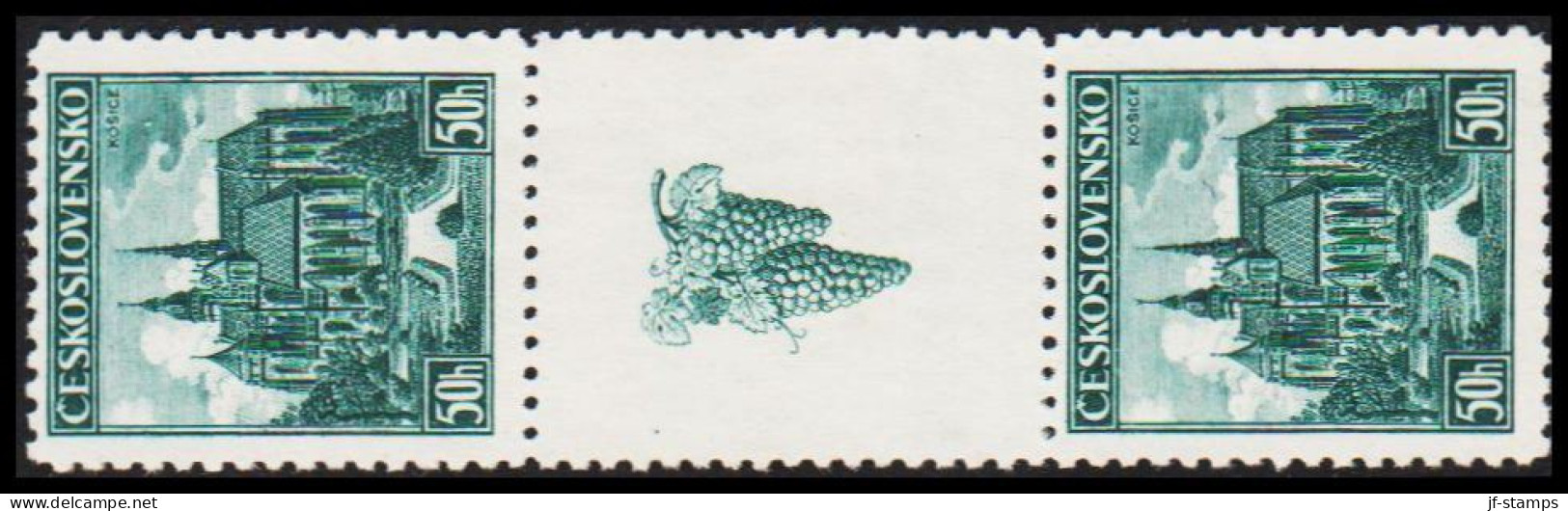 1938. CESKOSLOVENSKO. Briefmarkenausstellung In Kaschau 50h In 3-stripe With Stamp With Gr... (Michel 401 SZ) - JF540251 - Nuovi