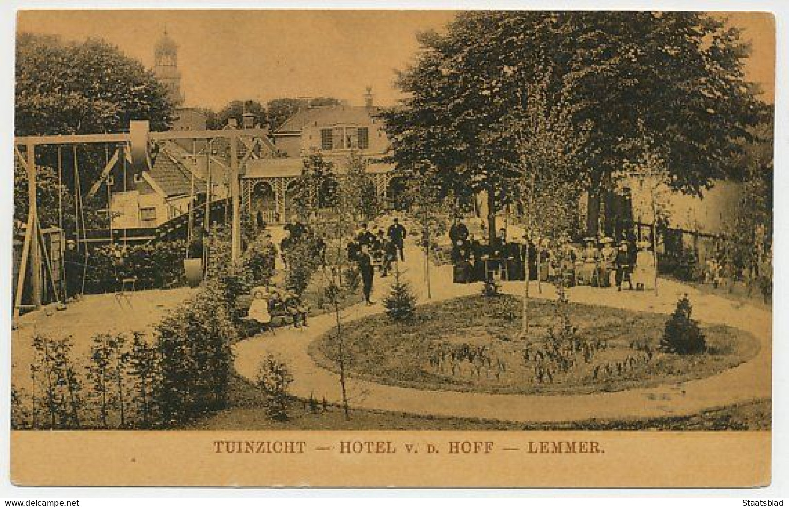 01- Prentbriefkaart Lemmer 1908 - Hotel Vd Hoff - Tuinzicht - Lemmer