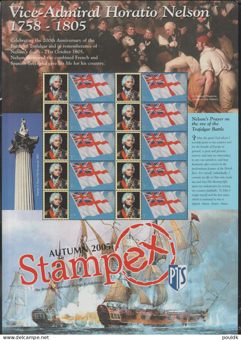 Great Britain 2005 Vice-Admiral Horatio Nelson Stampex 2005 Smilers Sheet MNH/**. Postal Weight 0,2 Kg - Smilers Sheets