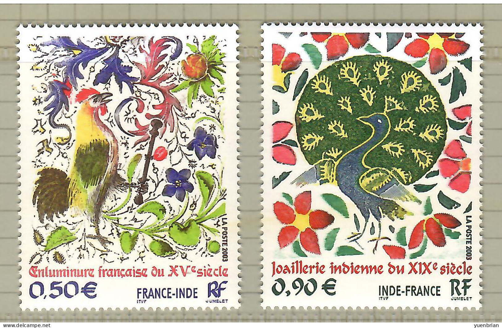 France 2003, Bird, Birds, Set Of 2v, MNH** - Paons