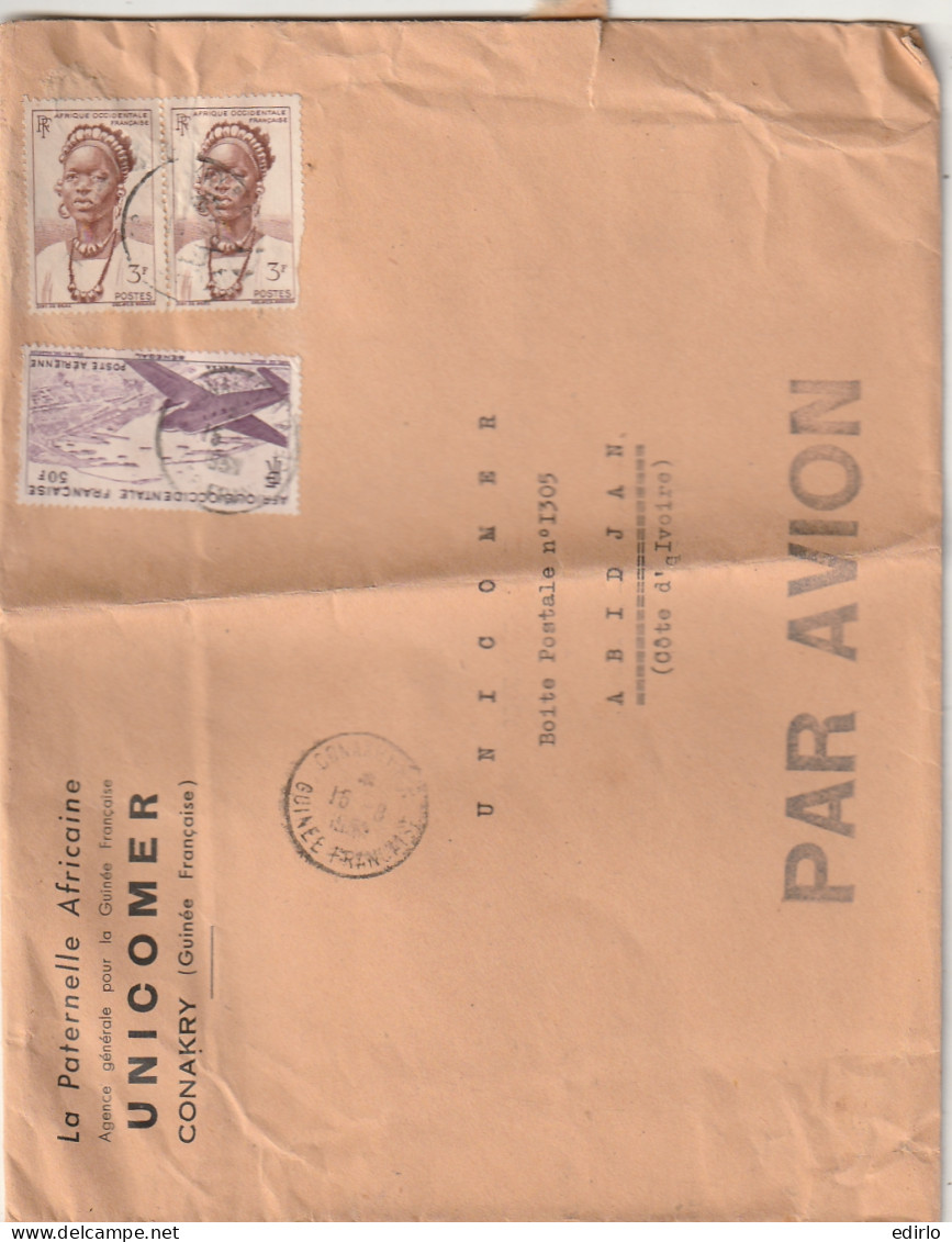 ***   AFRIQUE OCCIDENTAL FRANCAISE  ***  Courrier Par Avion 1954 Ets  Fabre Cotonou - Cartas & Documentos