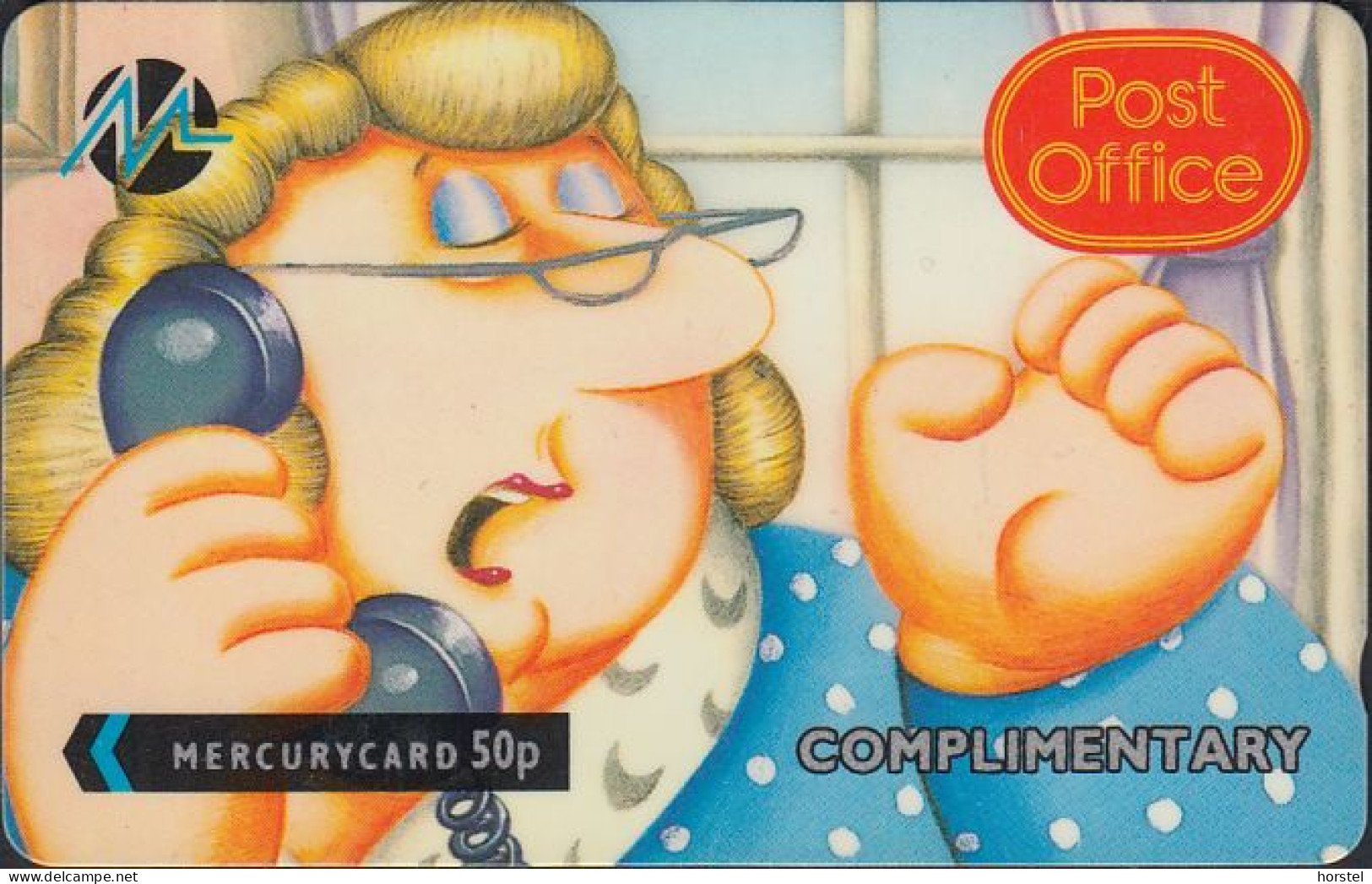 Paytelco Cards - PYPO004 - Post Office Ada - Comic - 50p - Complimentary - 5PPOA - Mercury Communications & Paytelco