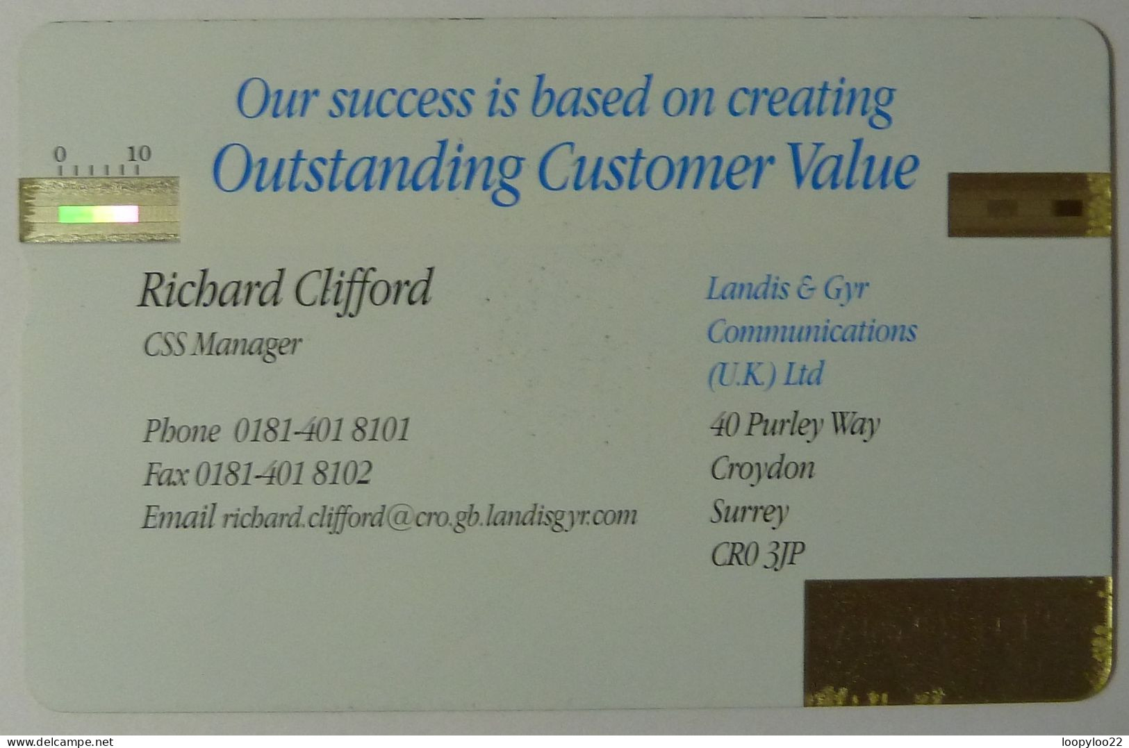 UK - Great Britain - BT & Landis & Gyr - Visiting - Business Card - Richard Clifford - LGV047 - 610C - 200ex - Mint - R - Verzamelingen