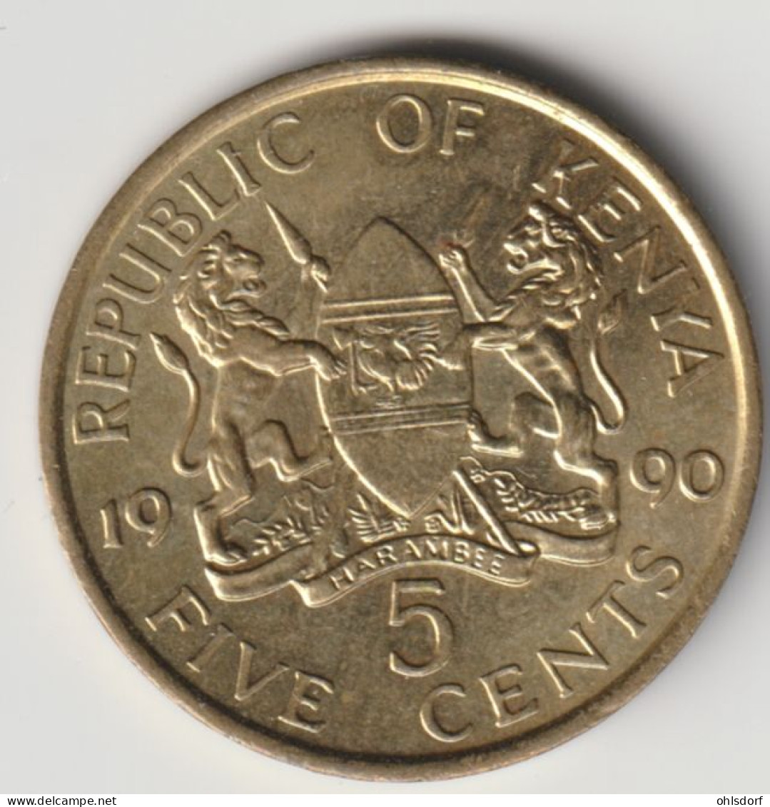 KENYA 1990: 5 Cents, KM 17 - Kenya