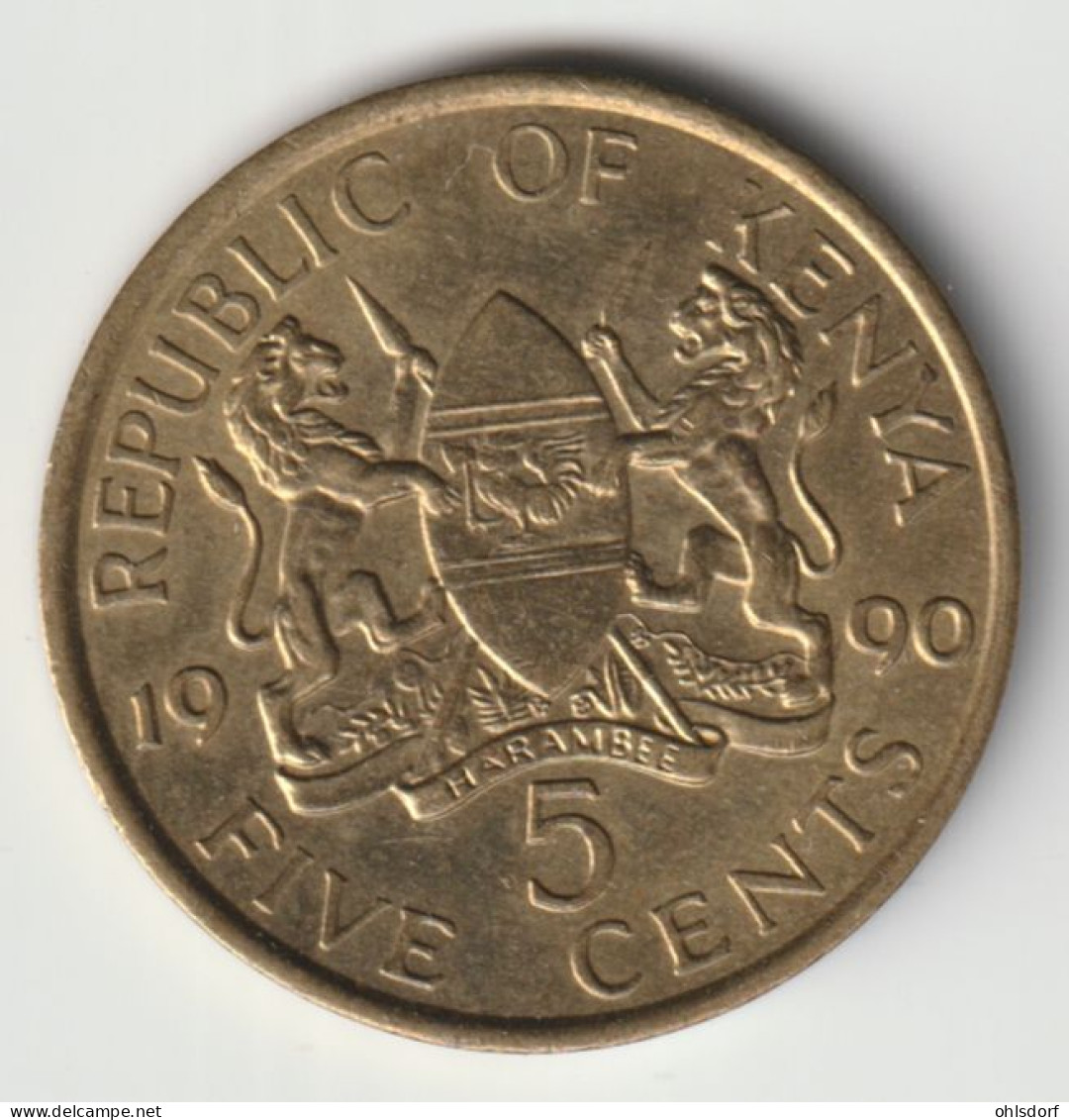 KENYA 1990: 5 Cents, KM 17 - Kenya