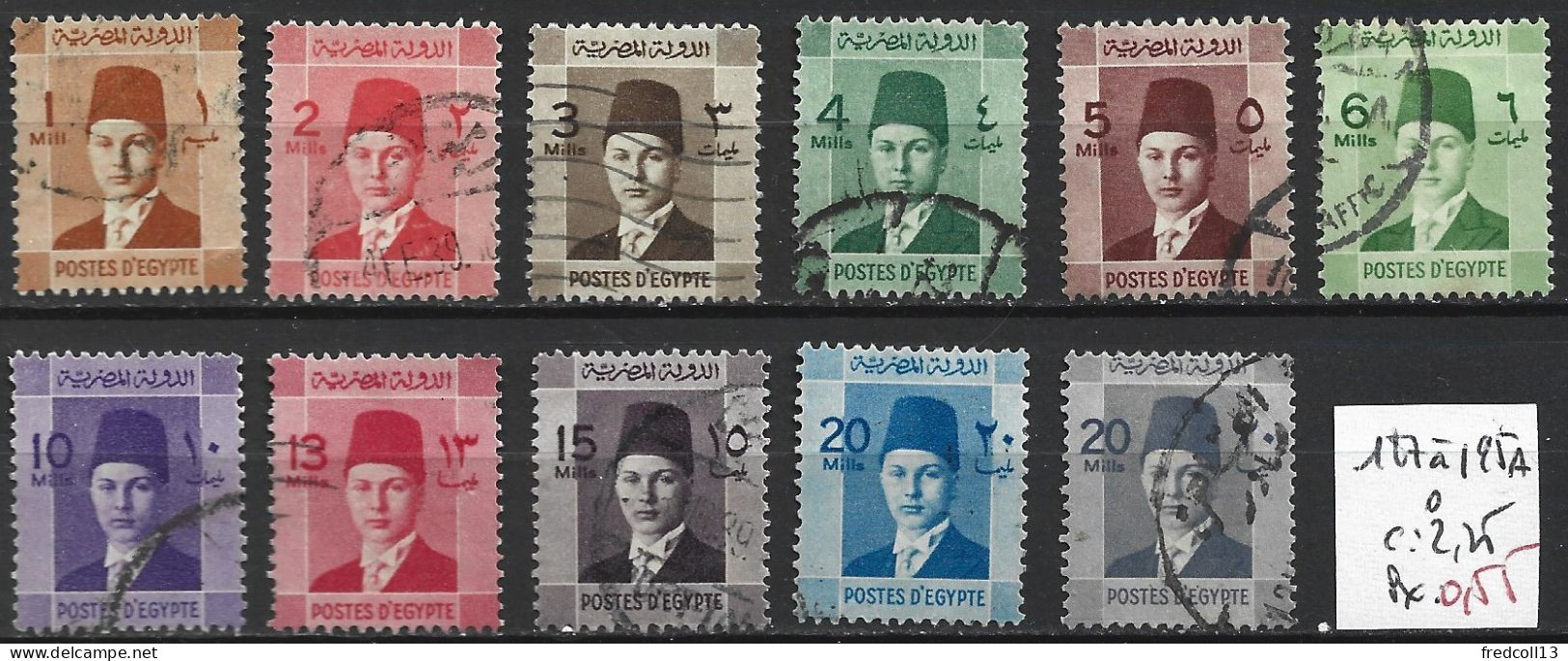 EGYPTE 187 à 195A Oblitérés Côte 2.25 € - Usados