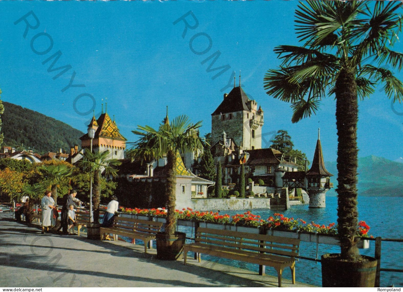 CARTOLINA  OBERHOFEN,BERNA,SVIZZERA-OBERHOFEN AM THUNERSEE.SCHLOSS-NON VIAGGIATA - Oberhofen Am Thunersee