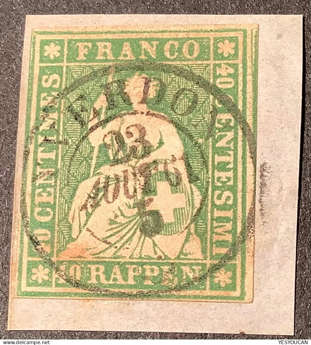 Zst 26G VOLLSTEMPEL YVERDON 1861 VD, 1854-62 40Rp Strubel  (Schweiz Suisse Switzerland - Used Stamps