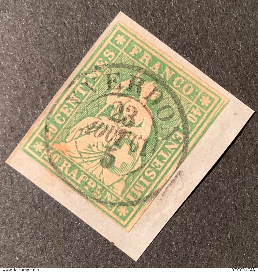 Zst 26G VOLLSTEMPEL YVERDON 1861 VD, 1854-62 40Rp Strubel  (Schweiz Suisse Switzerland - Used Stamps