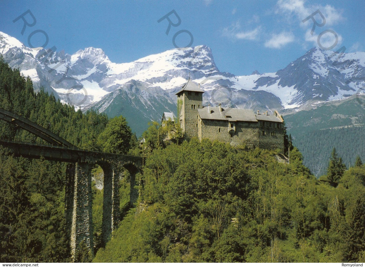 CARTOLINA  LANDECK,TIROLO,AUSTRIA-SCHLOSS WIESBERG BEI LANDECK MIT TRISANNA-BRUCKE-NON VIAGGIATA - Landeck