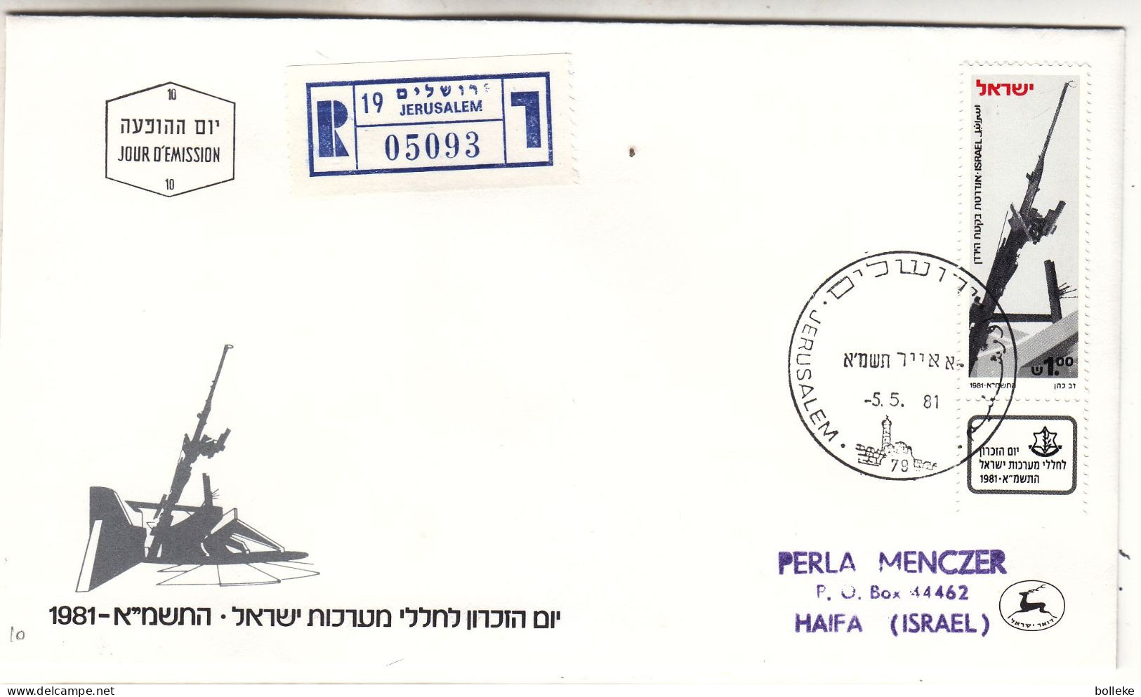Israël - Lettre Recom De 1981 - Oblit Jerusalem - Exp Vers Haifa - - Storia Postale