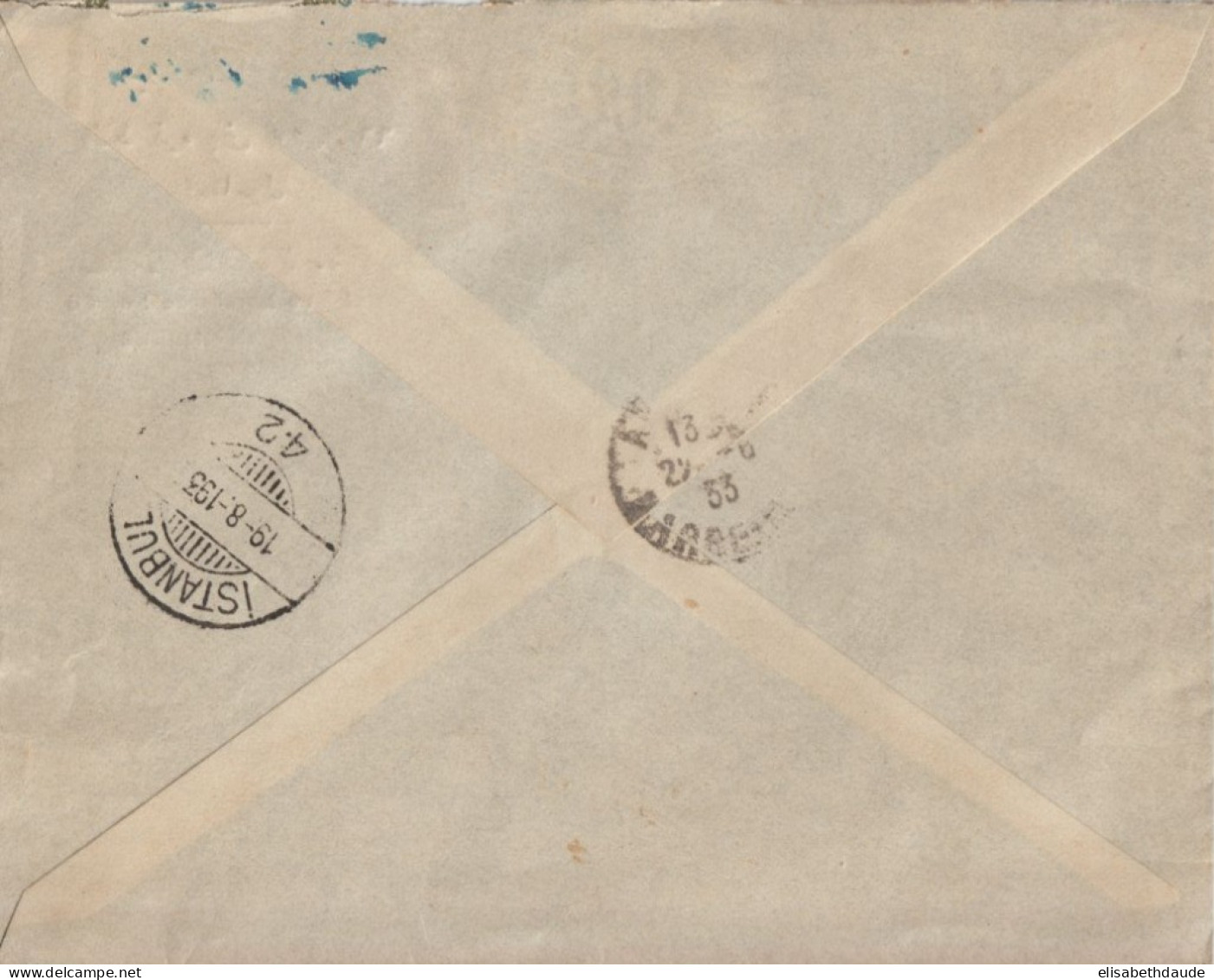 1933 - TURQUIE - TIMBRES CROISSANT-ROUGE De BIENFAISANCE ! Sur ENVELOPPE RECOMMANDEE De CONSTANTINOPLE => MARSEILLE - Cartas & Documentos