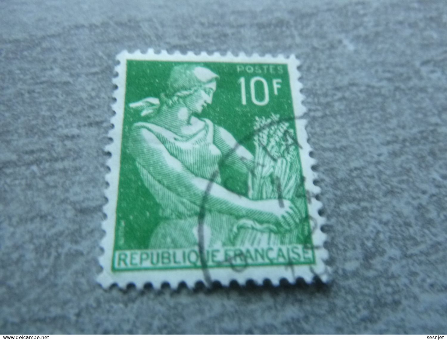 Type Moissonneuse - Typographie - 10f. - Yt 1115A - Vert - Oblitéré - Année 1959 - - 1957-1959 Reaper