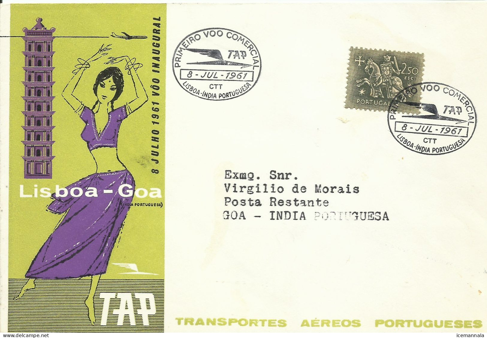 PORTUGAL,  SOBRE  CONMEMORATIVO  LISBOA/GOA - Covers & Documents