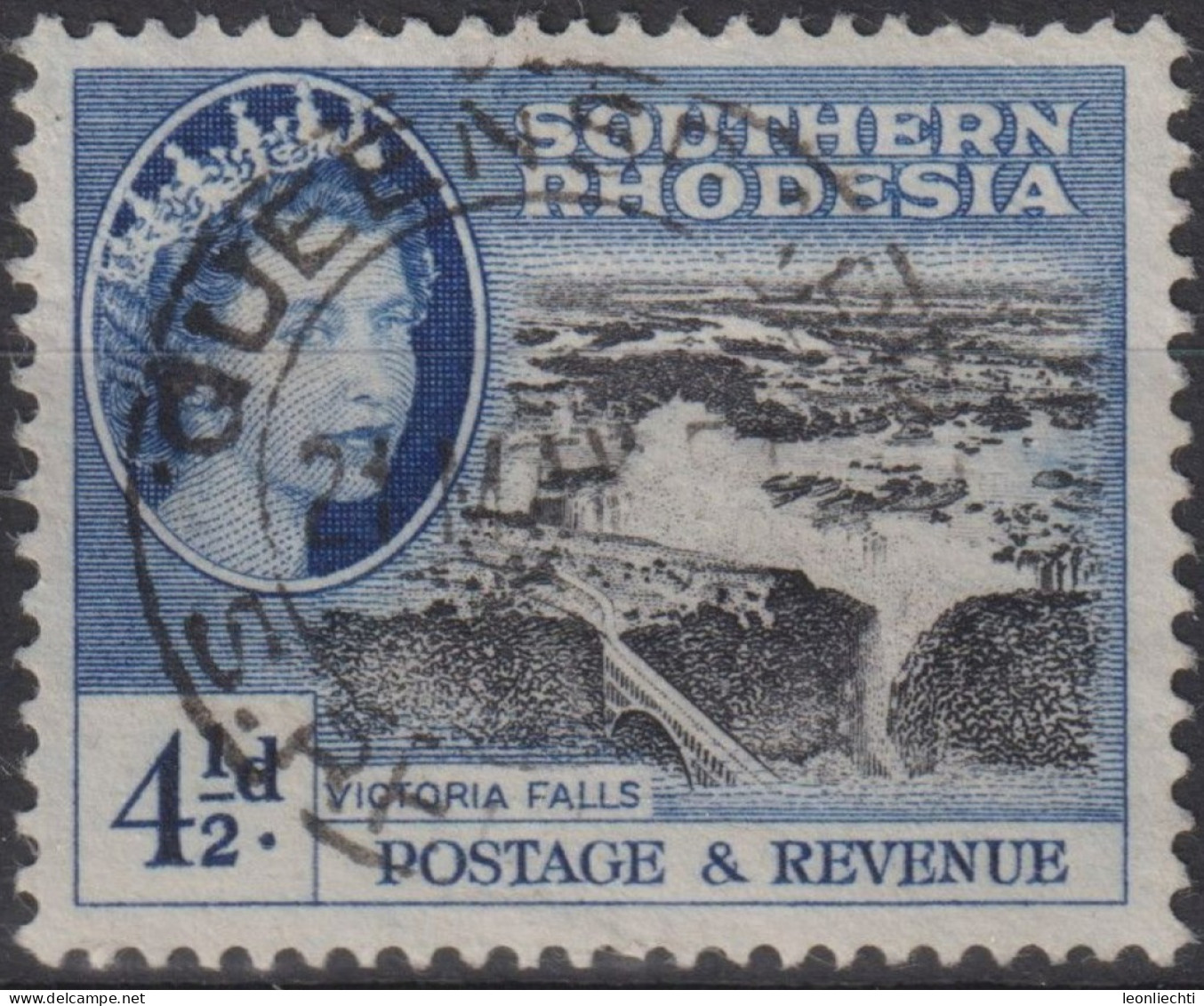 1953 Südrhodesien ° Mi:GB-SR 85, Sn:GB-SR 86, Yt:GB-SR 84,Victoria Falls, Queen Elizabeth II Pictorials - Southern Rhodesia (...-1964)