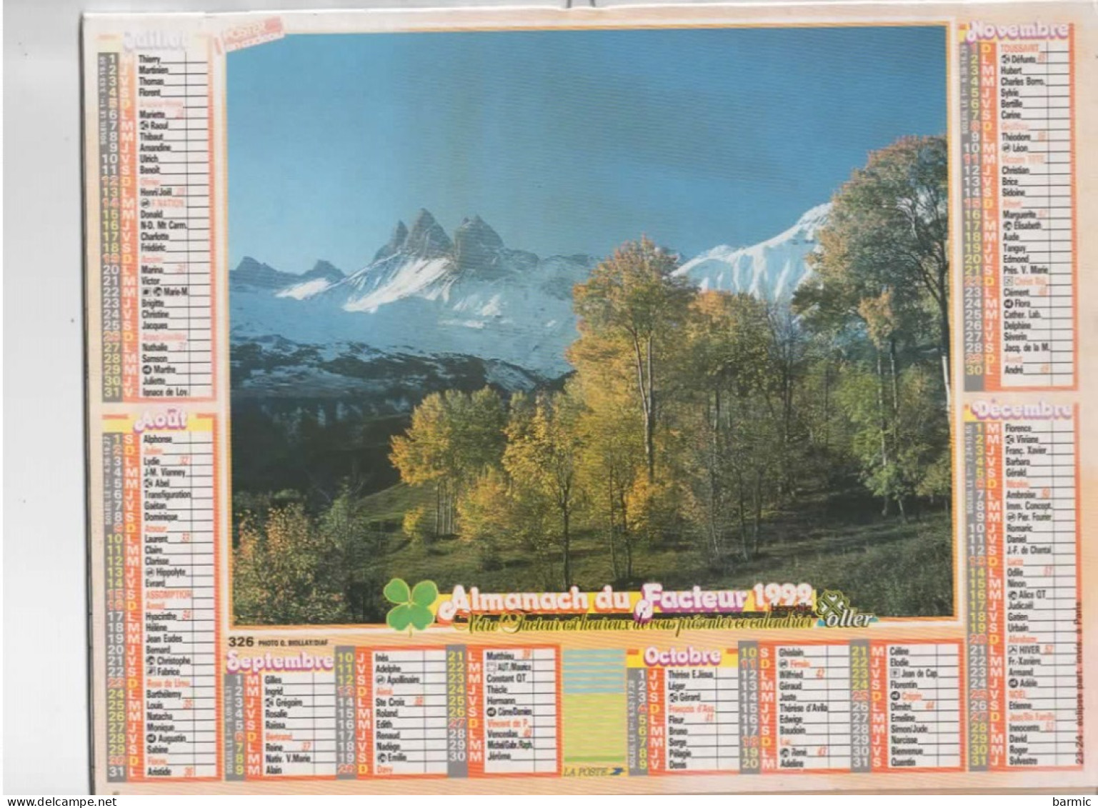 CALENDRIER ANNEE 1992, COMPLET, PAYSAGE HIVERNAL - Formato Grande : 1991-00