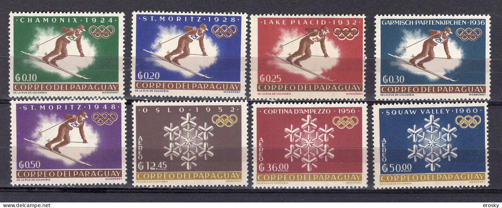 PGL - JEUX OLYMPIQUES 1964 PARAGUAY Yv N°719/23+AERIENNE ** - Hiver 1964: Innsbruck