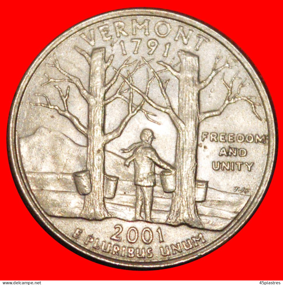 * MAPLE TREES 1791: USA  1/4 DOLLAR 2001D! WASHINGTON (1789-1797) · LOW START ·  NO RESERVE! - 1999-2009: State Quarters