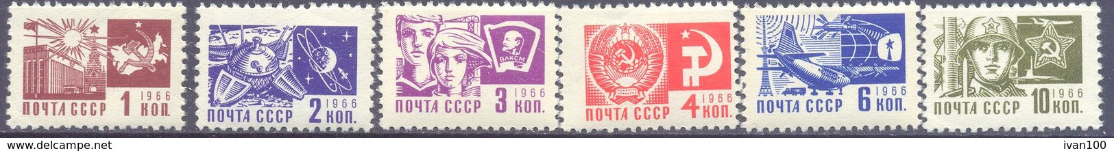 1966. USSR/Russia, Definitives, 6v Ordinary Paper, Mich. 3279-3284, Mint/** - Nuevos
