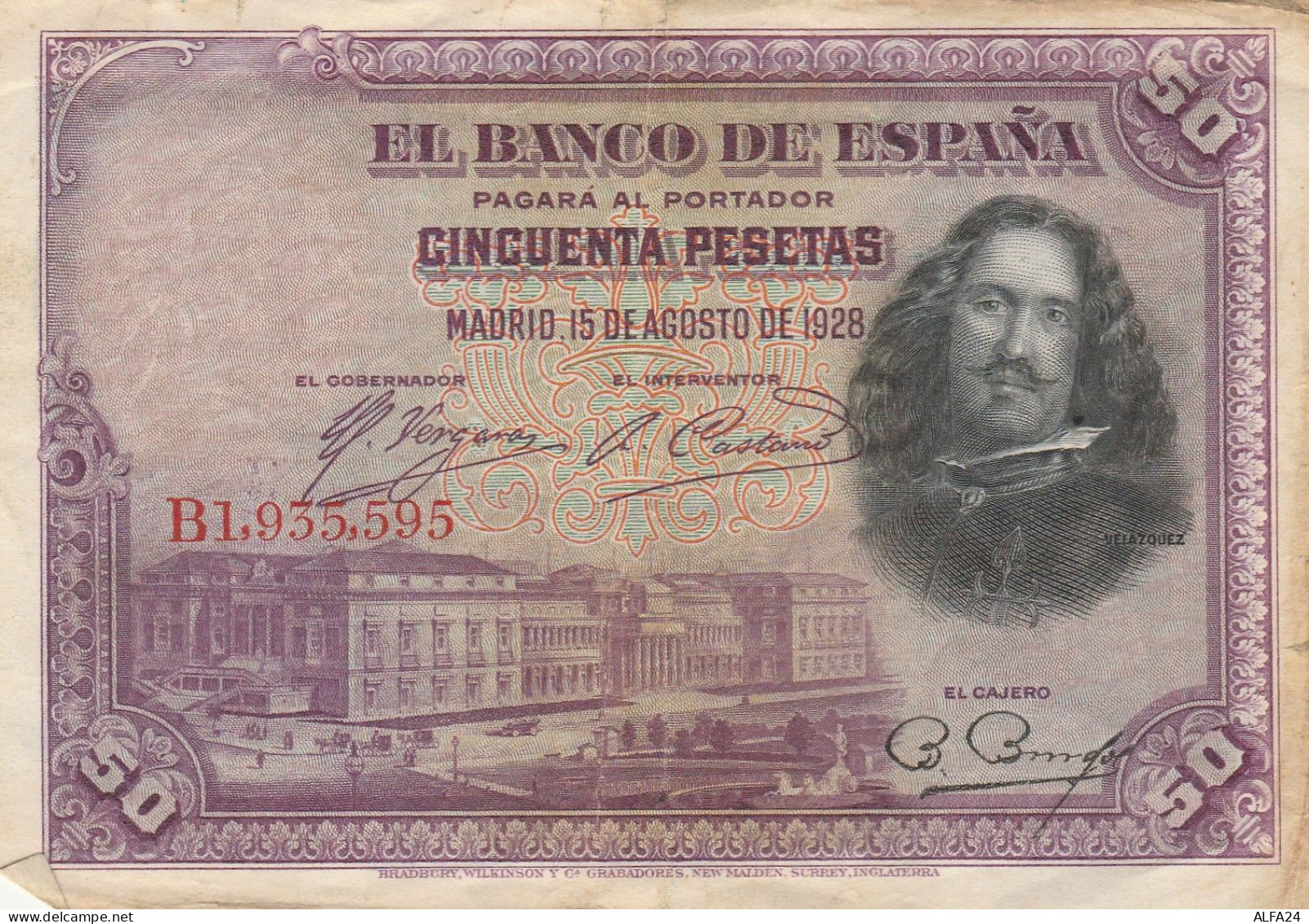 SPAGNA 1928 50 PESETAS VF (22A - 50 Peseten