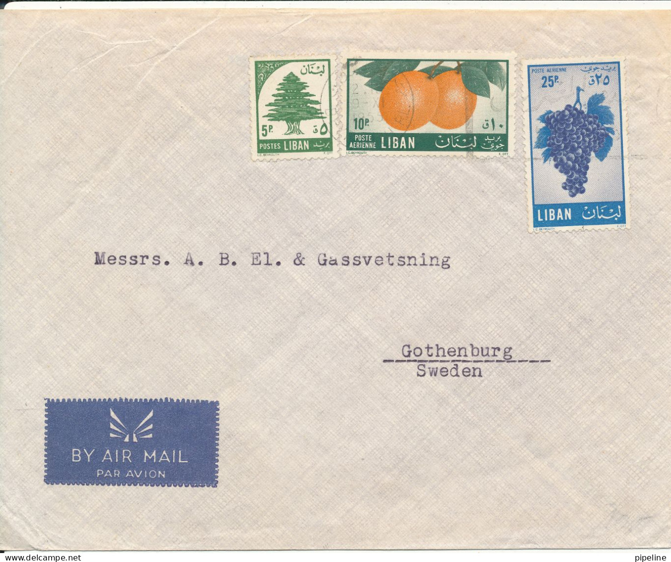 Lebanon Air Mail Cover Sent To Sweden (bended Cover) - Lebanon