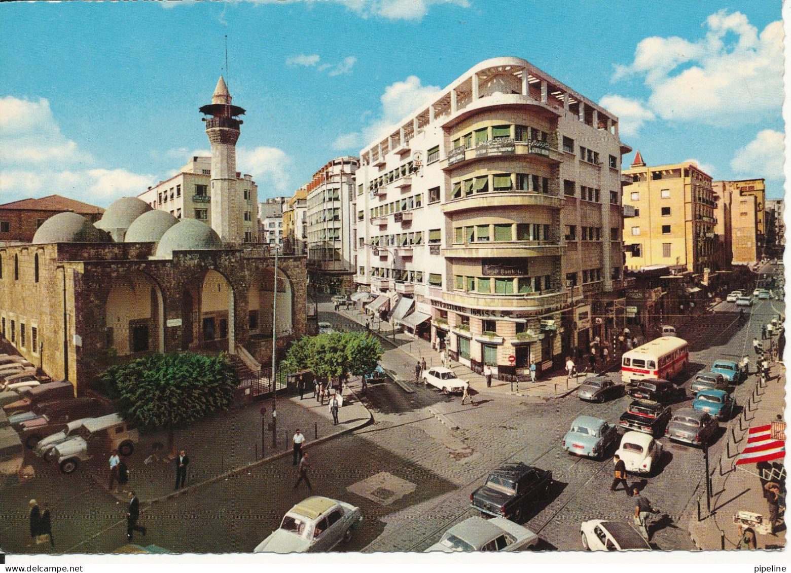 Lebanon Postcard Sent To Denmark Beirut 28-10-1969 (Emir MansourAssaf Mosque At Weygand Street) - Liban