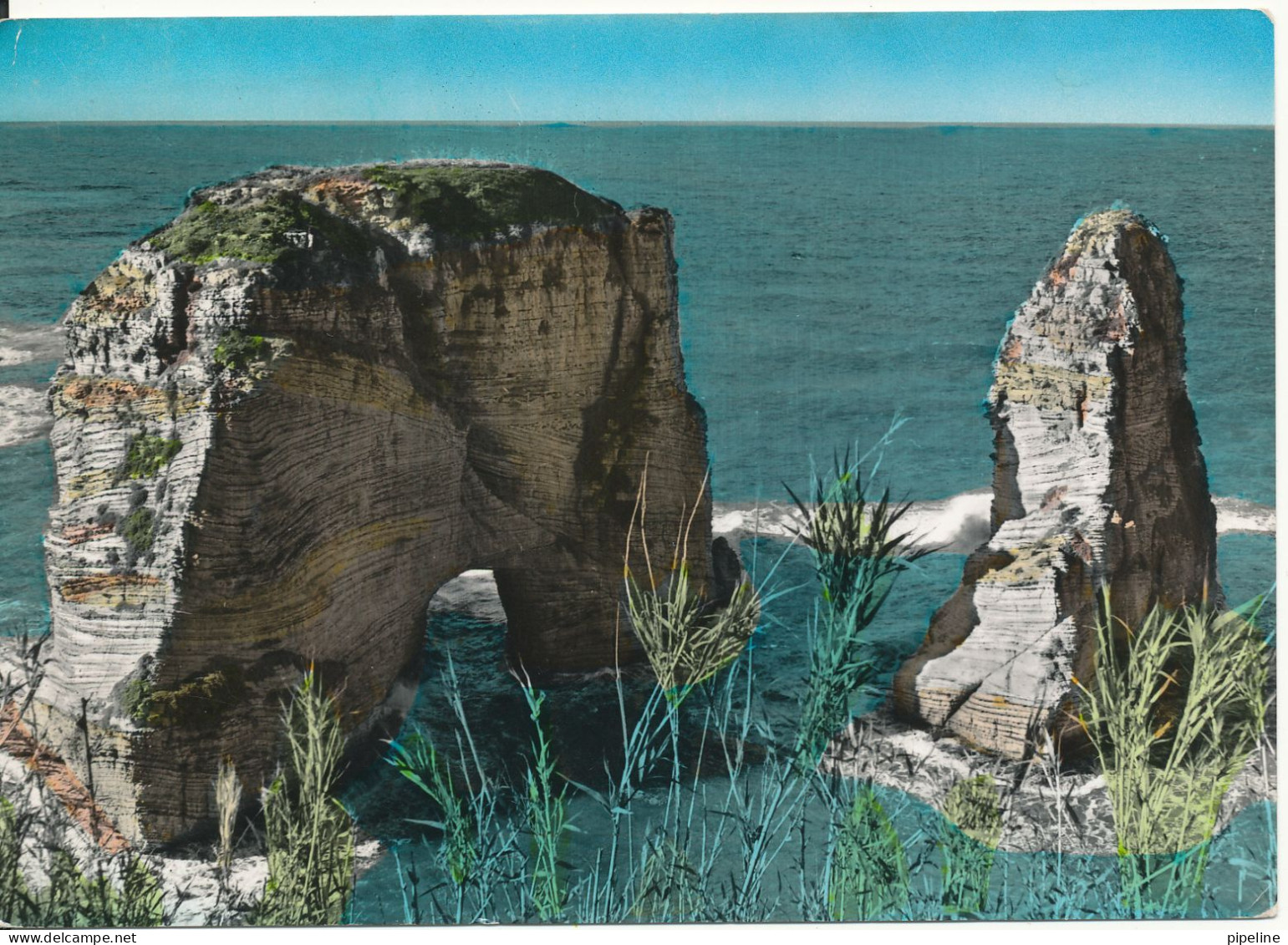 Lebanon Postcard Beirut Sent To Denmark 26-6-1961 (Pigeons Grotto) - Liban