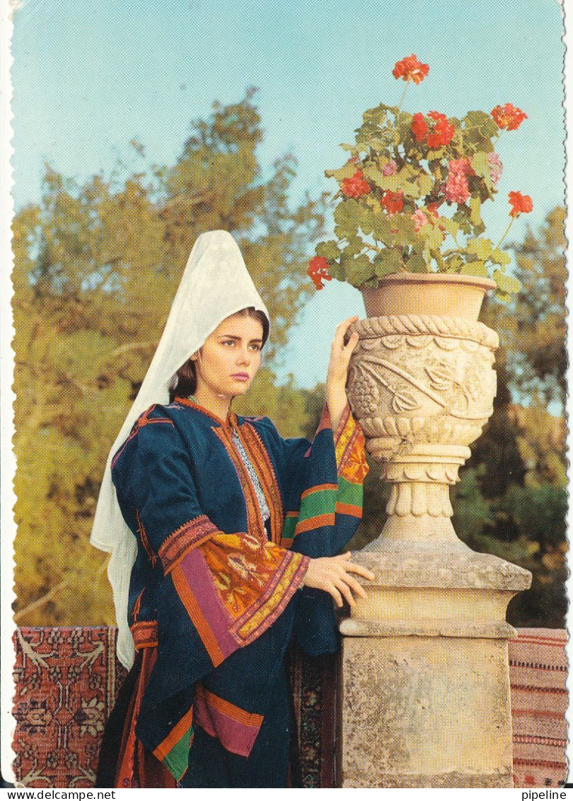 Lebanon Postcard Sent To Denmark 22-5-1965 (Lebanese Girl In Oriental Dress) - Liban