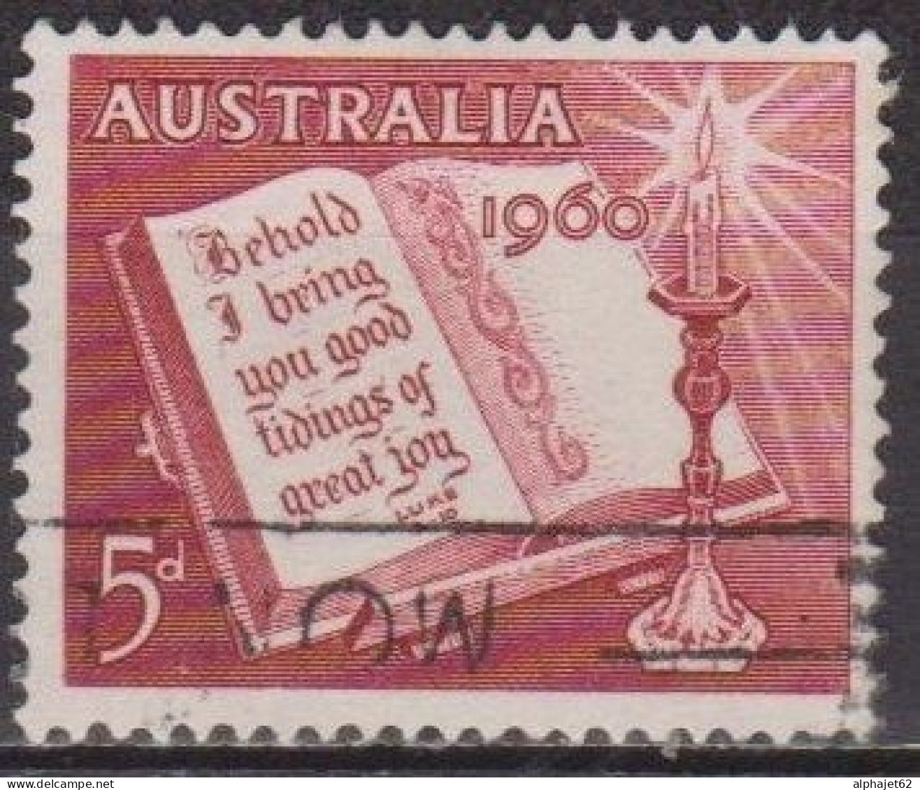 Noel - AUSTRALIE - Bible Et Bougeoir - N° 271 - 1960 - Usados